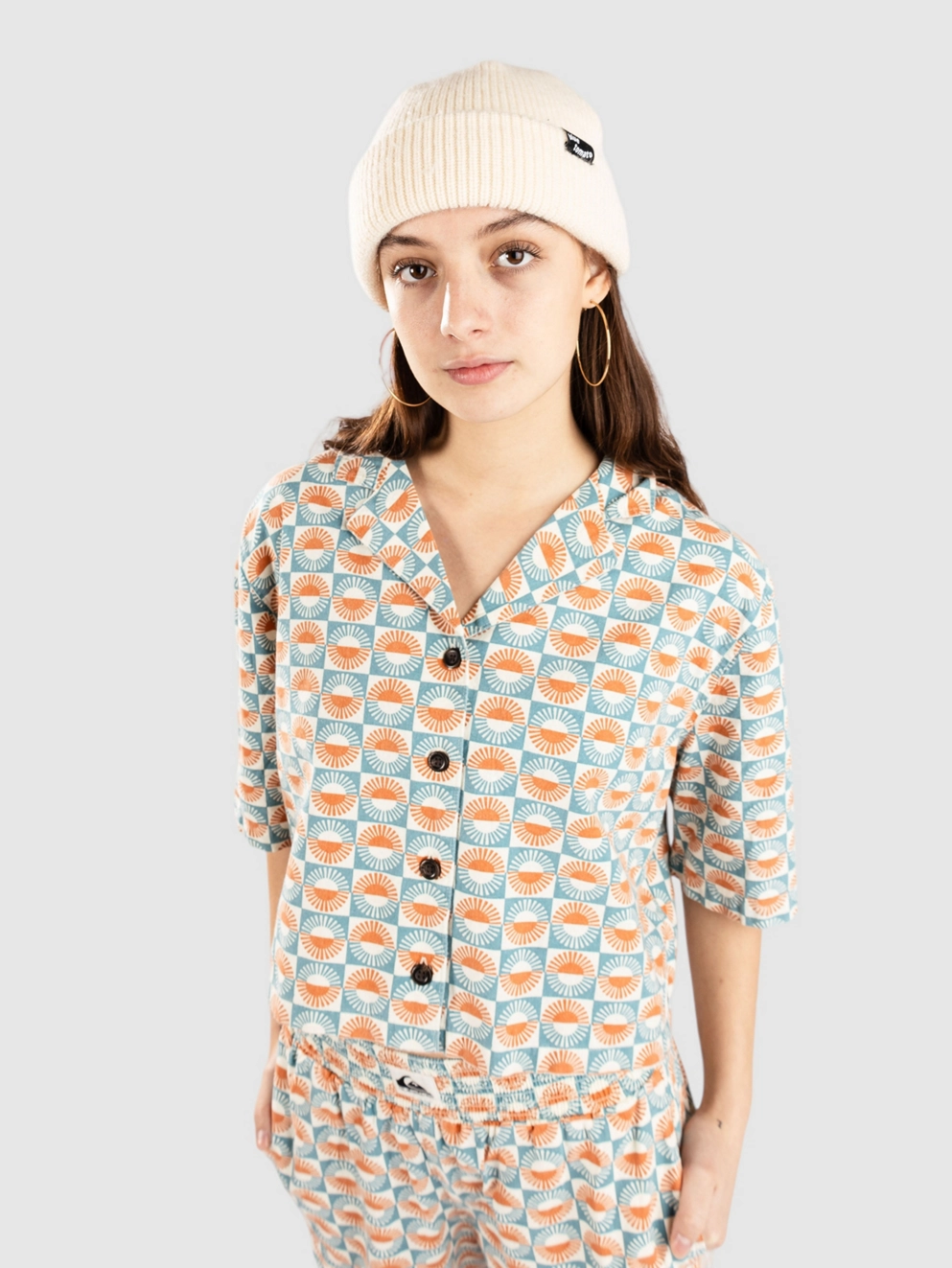 Quiksilver Dad Crop Fit Cotton Shirt brittany blue florever