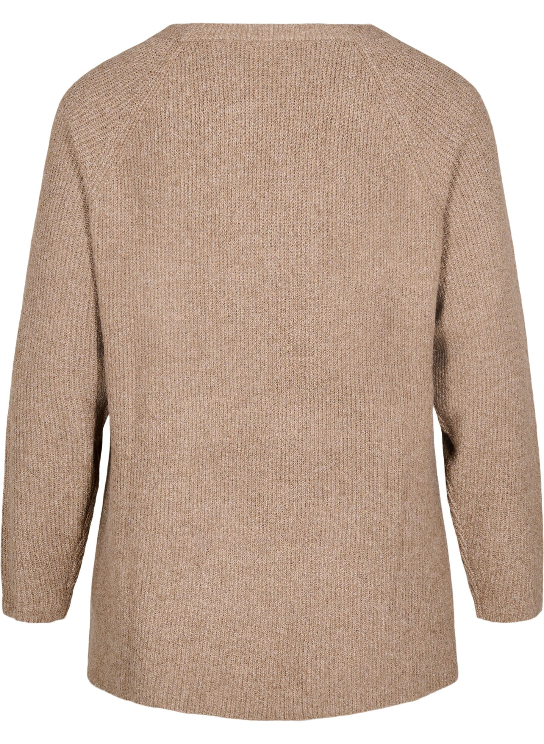 Strikbluse med rund hals