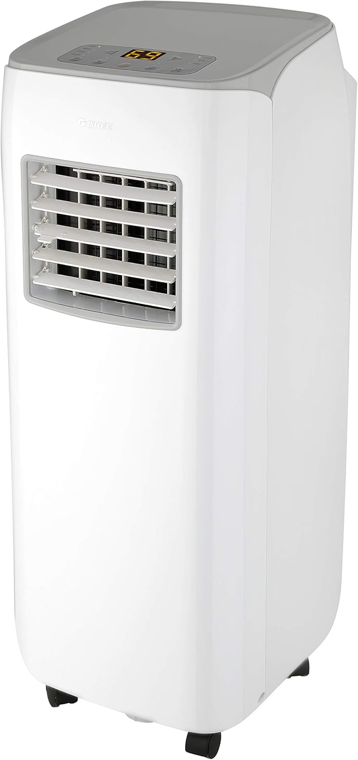 GREE mobile Klimaanlage PURITY Kälteleistung 2,6 KW / 9000 BTU, 3-in-1 zum Kühlen, Entfeuchten und Ventilieren, Kältemittel R290, inkl. Abluftschlauch, Fernbedienung, Energie Klasse A