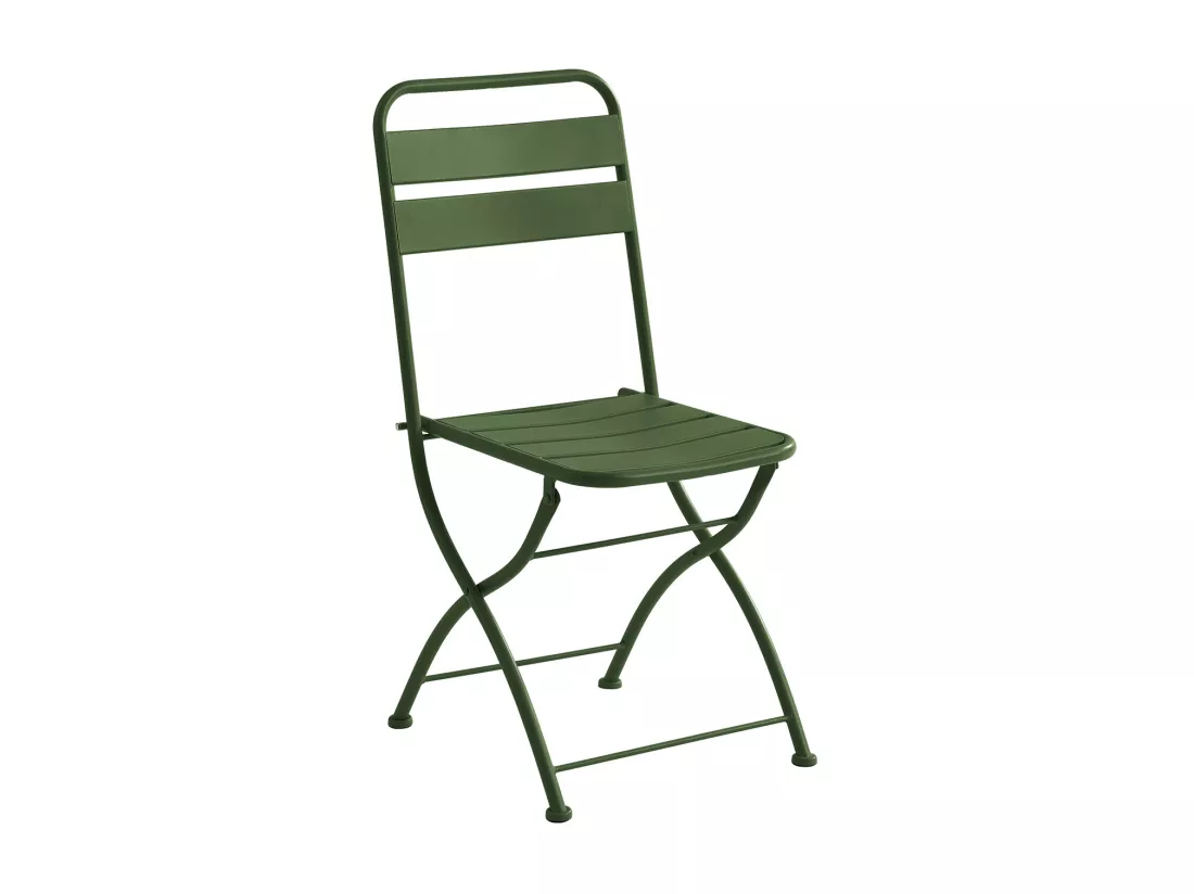 Salle à manger de jardin pliante en métal - une table L.60 cm et 2 chaises pliantes - Kaki - MIRMANDE de MYLIA