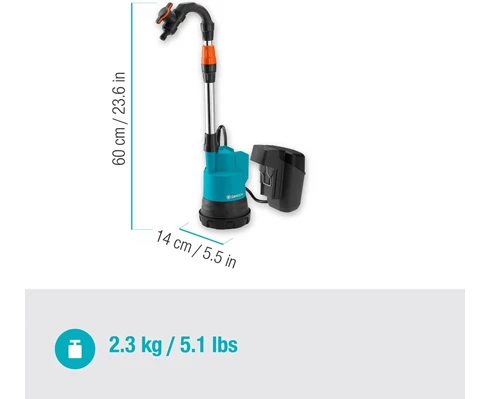 Gardena Pump för regnvattentunna 2000/2 18V P4A Set (2,5Ah batteri   standardladdare