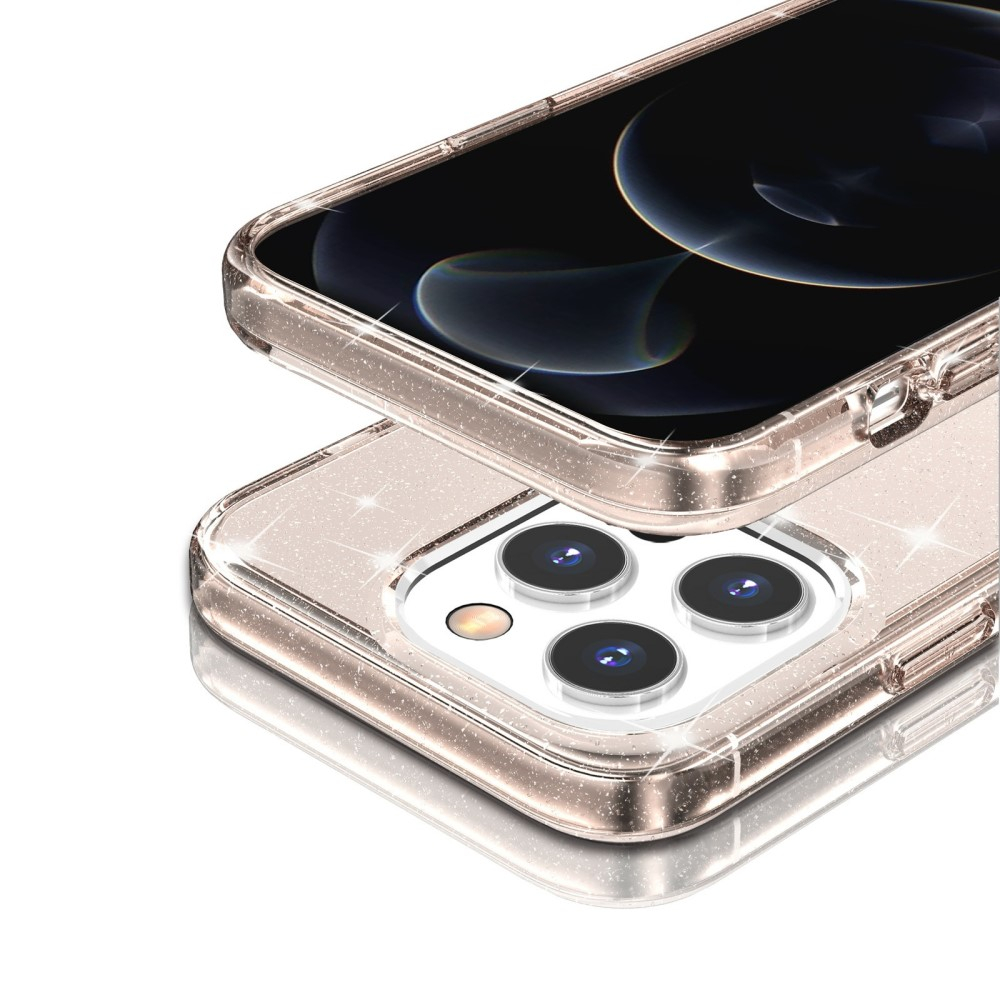 iPhone 13 Pro Hybrid Hardcase Schutzhülle im Glitzer Design - Gold / Transparent