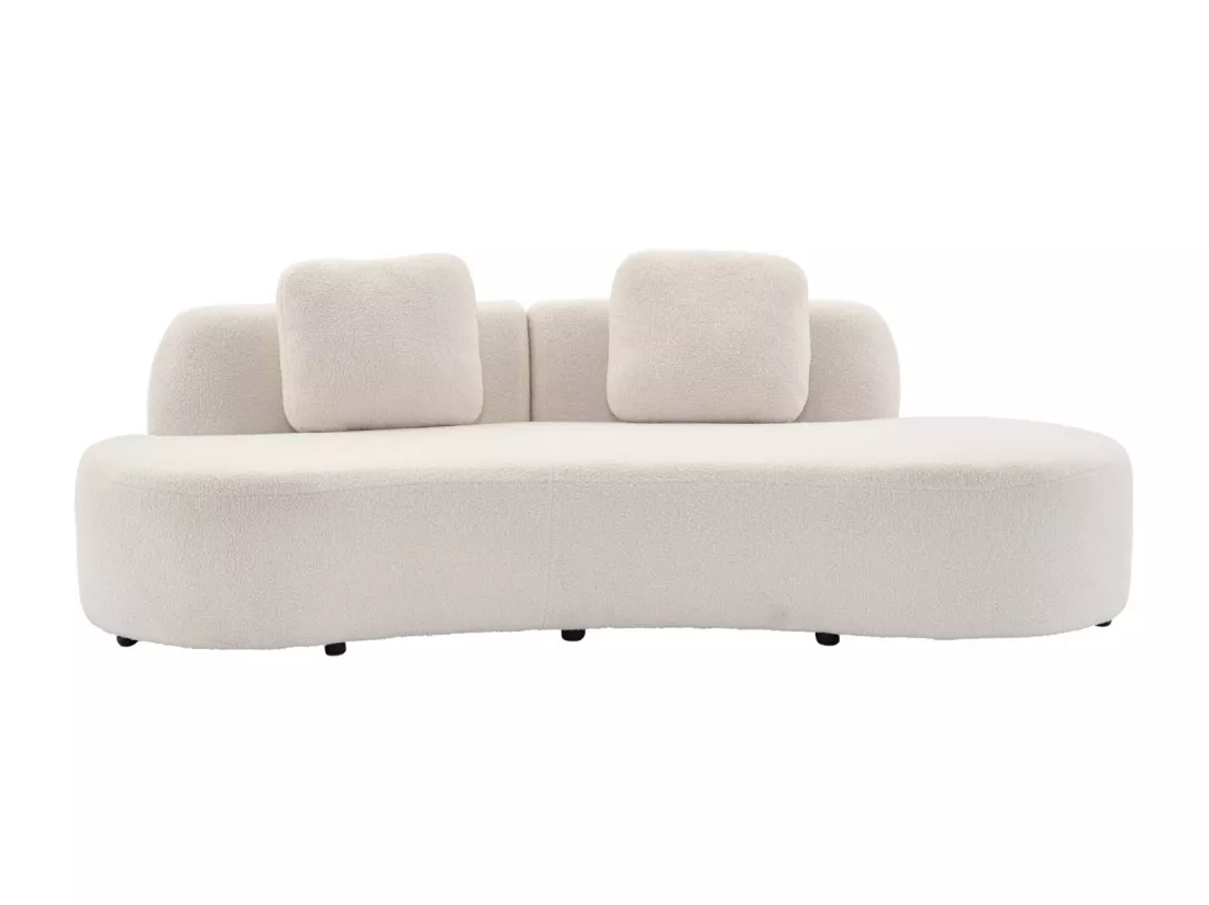 Canapé virgule 3 places en tissu bouclette forme organique - WAVE L 232 x P 97 x H 68cm