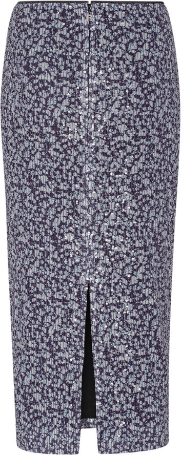 ROTATE Birger Christensen Midi Pencil Skirt Vibrant floral outline   purple pennant comb.