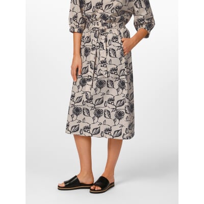 Damenrock Floral Print, Creme-Schwarz