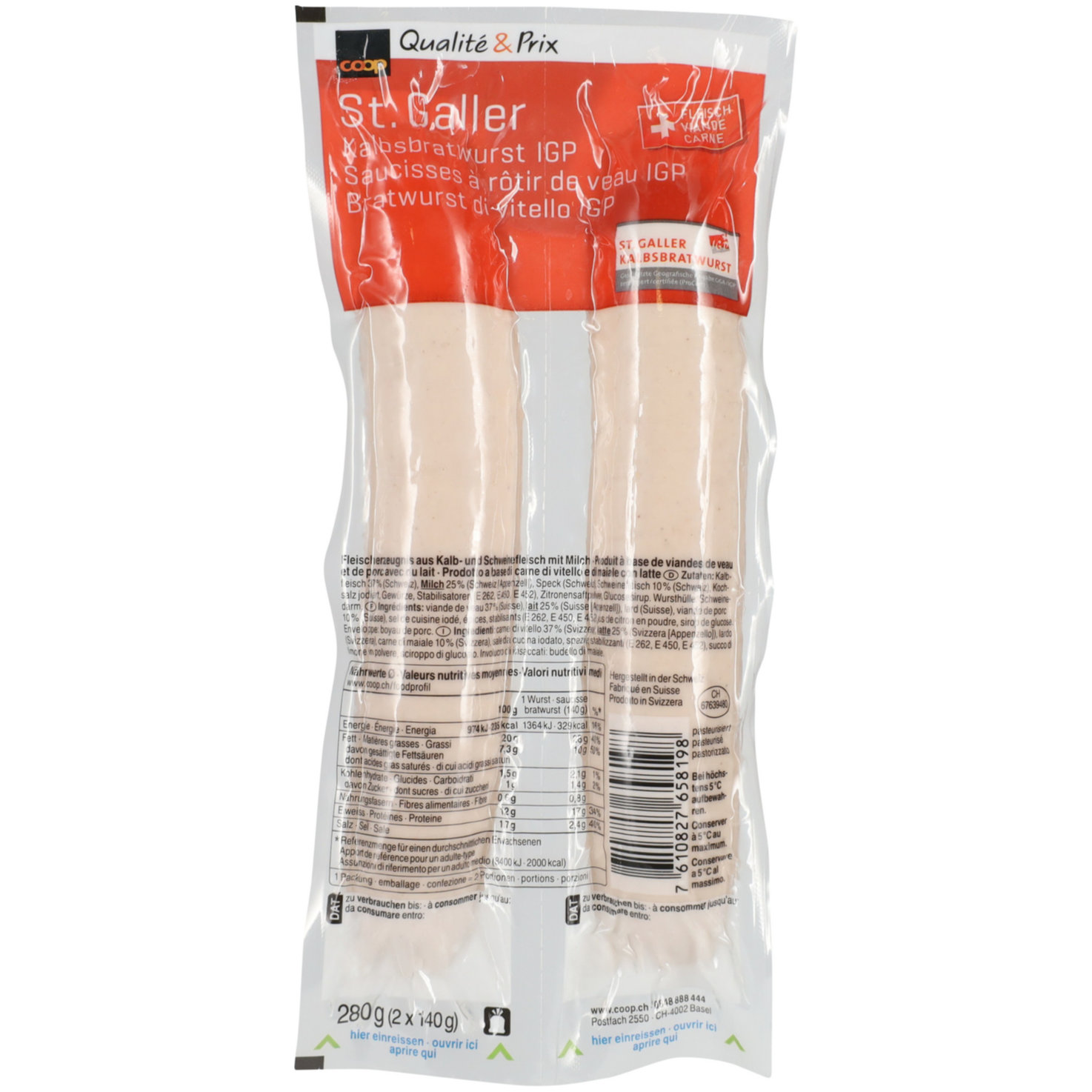 St. Galler Kalbsbratwurst 2 Stück