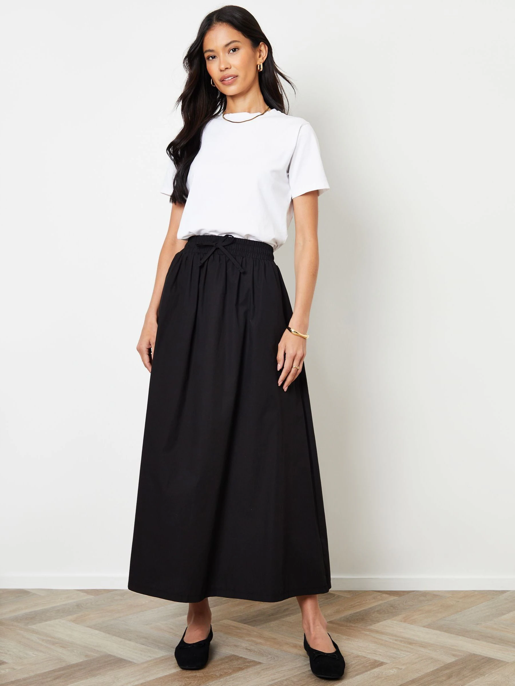 Threadbare Cotton Poplin Tie Waist Skirt with Pockets