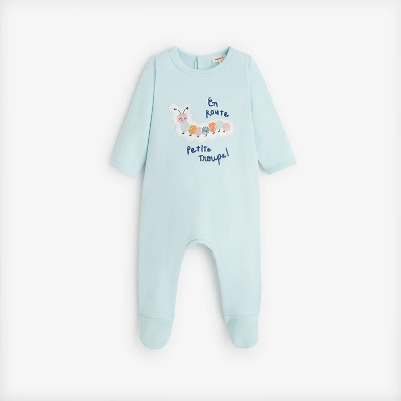Pyjama motif chenille bébé mixte blanc bleuté naissance Catimini Blanc