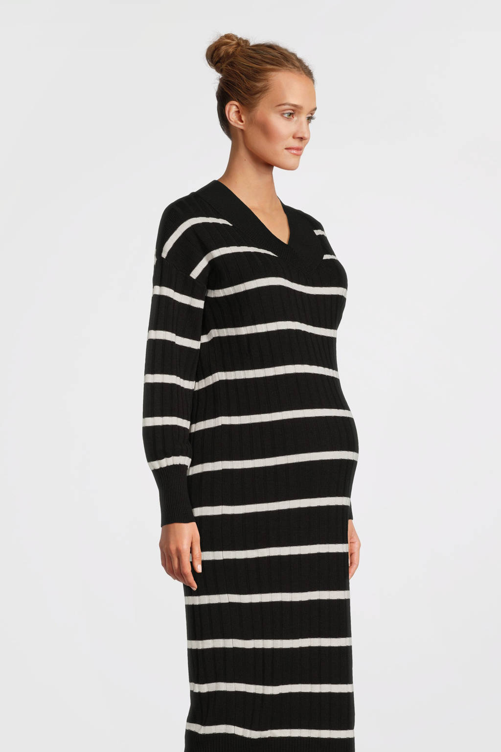 ONLY MATERNITY gestreepte zwangerschapsjurk OLMNEW zwart/wit