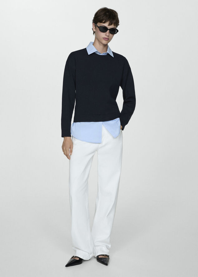 MANGO Combined shirt sweater Navy