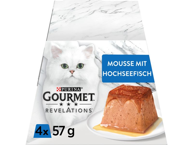 Purina Gourmet Nassfutter Revelations Mousse Hochseefisch 4 Alleinfuttermittel für ausgewachsene Katzen