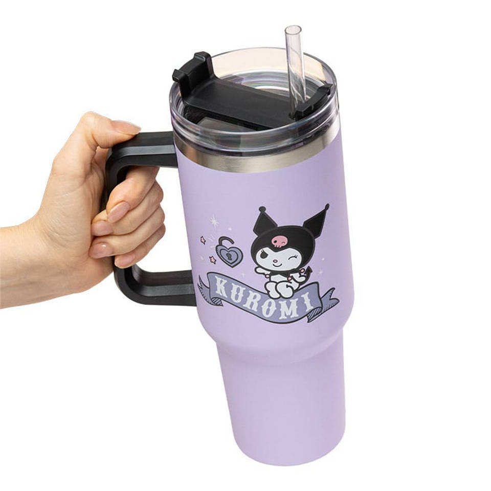 Kuromi reisbeker met rietje - 1,2 liter