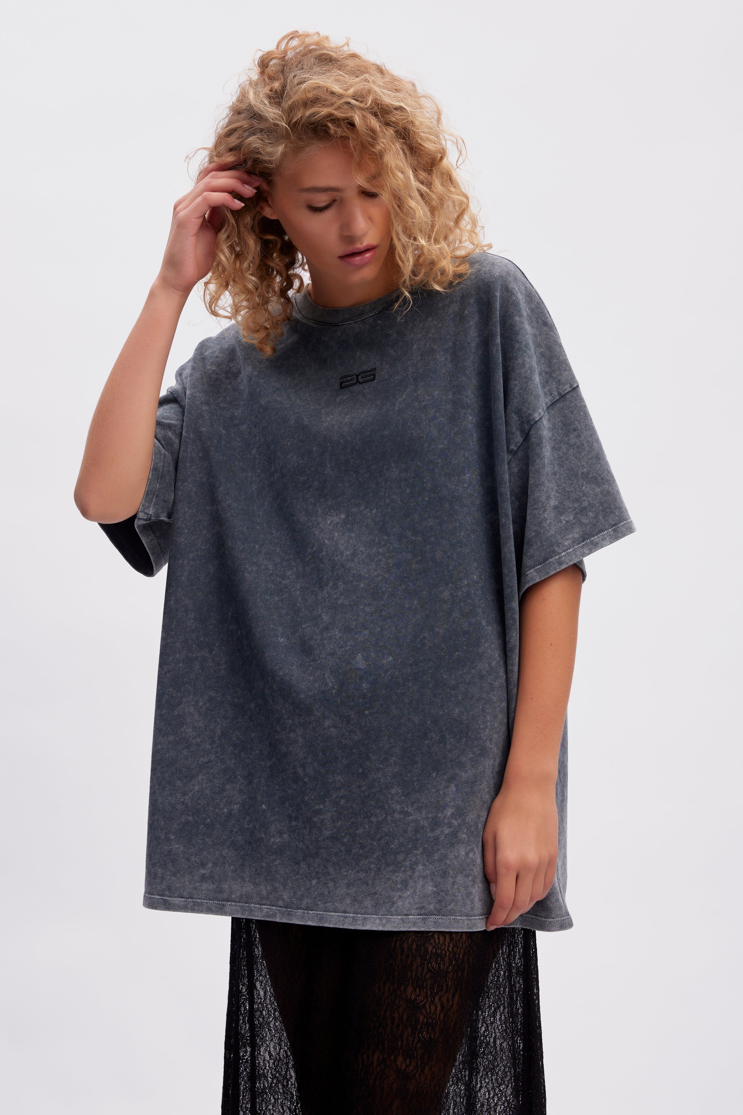 GESTUZ  JioGZ oversize t-shirt - Dark Grey Washed