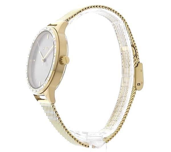 Hugo Flash Light Gold Mesh Strap Watch Womens