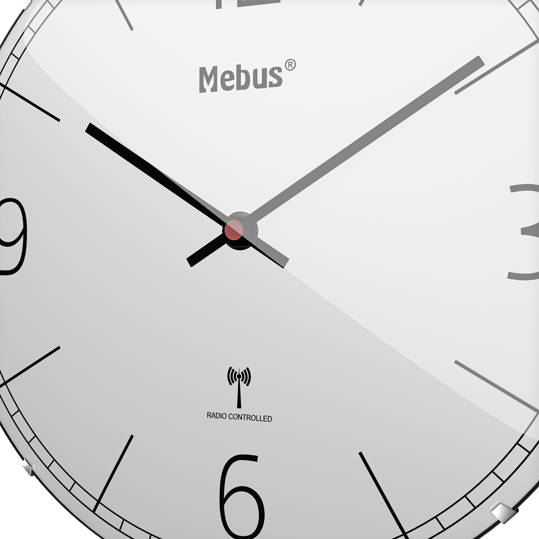 Funk-Wanduhr - weiß - Kuppelglas - Ø 30 cm