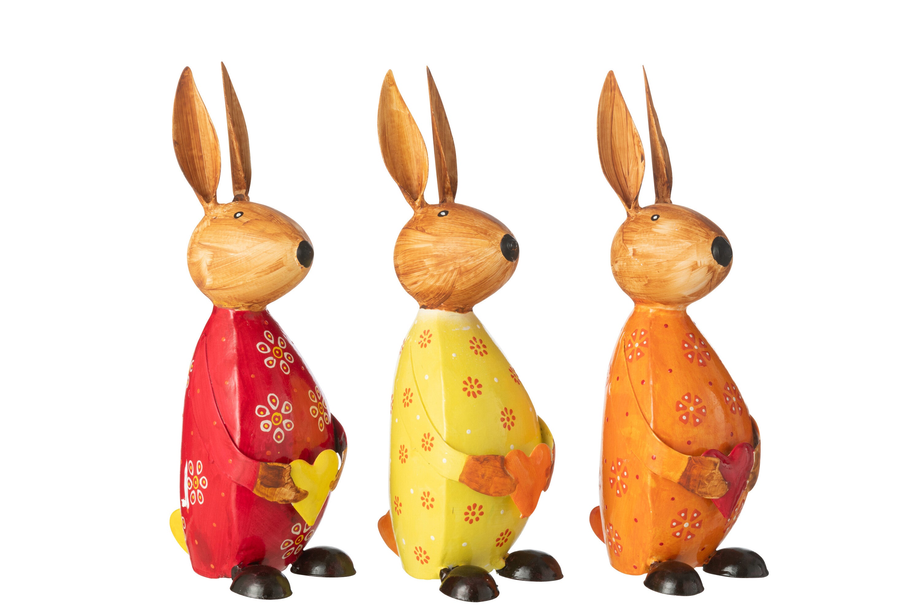 J-Line figuur Konijn Met Hart - ijzer - mix - large - 3 st.