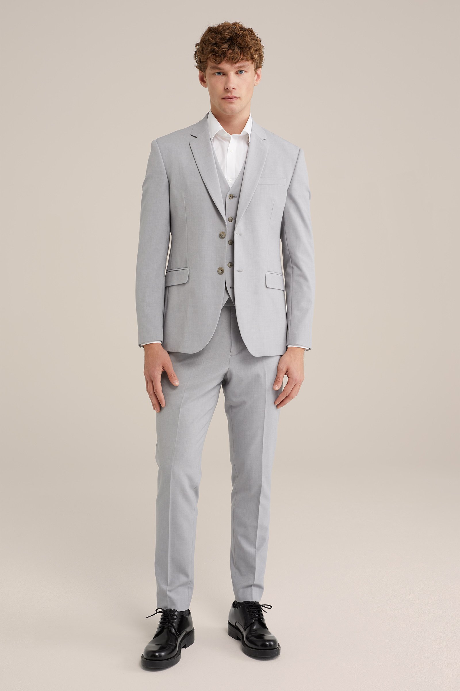 slim fit blazer Fundamentals Lichtgrijs gemeleerd