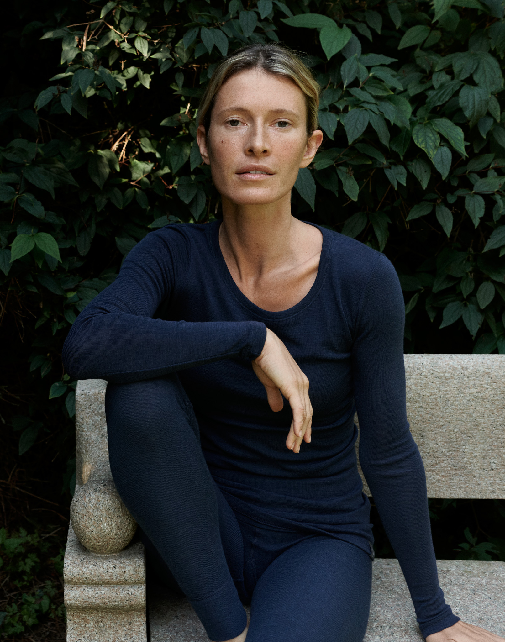 Legging met brede elastische band van merinowol voor dames