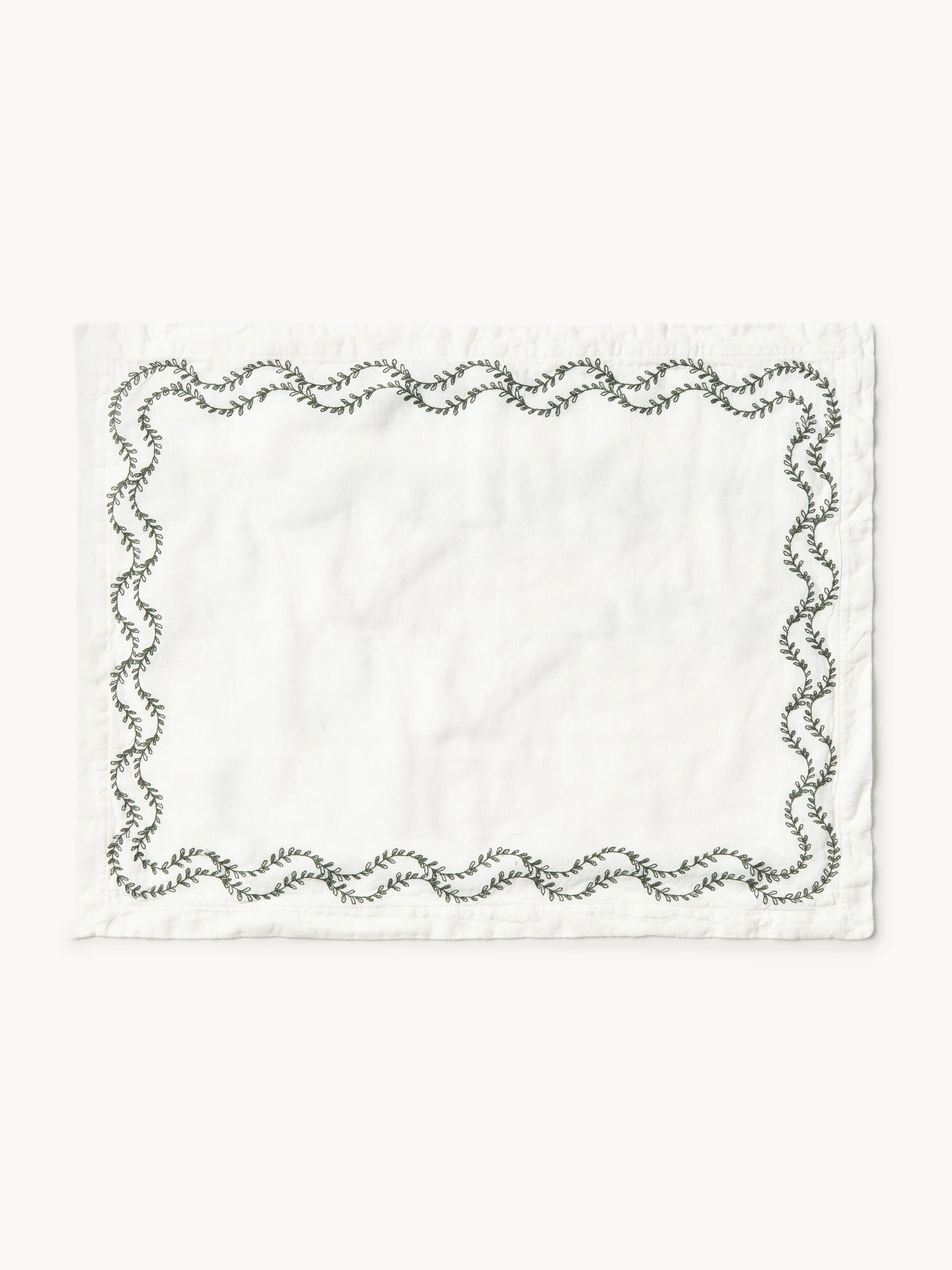 Handgeborduurde placemats Ivy van gewassen linnen, 2-delig