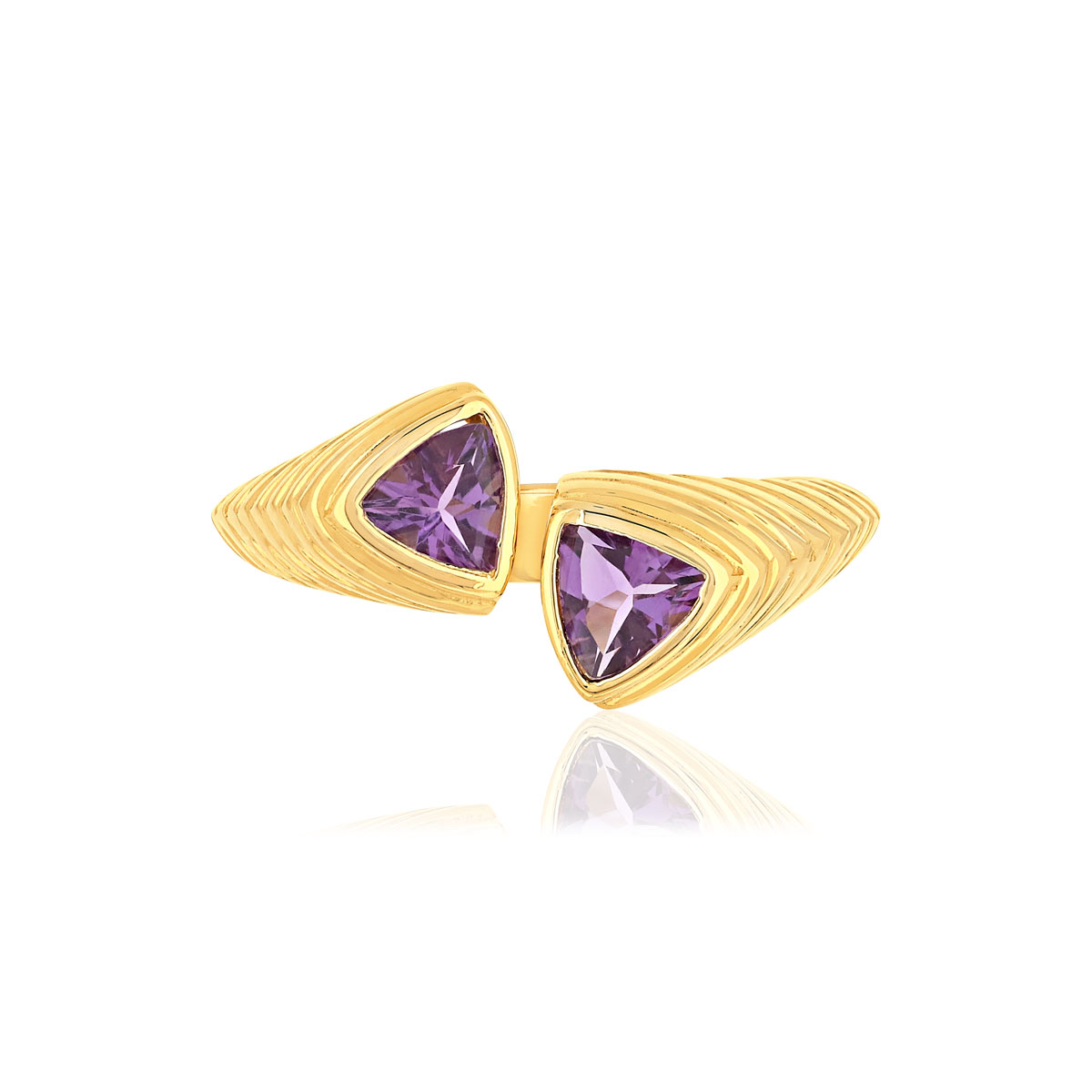 Bague or jaune 375 améthystes taille troidia