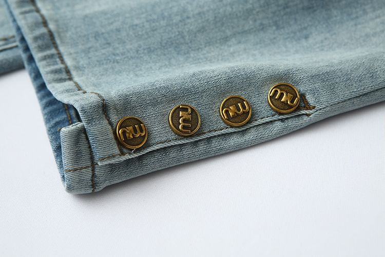 Krezol - Plus Size Hoge Taille Geknoopte Zoom Taps Toelopende Jeans