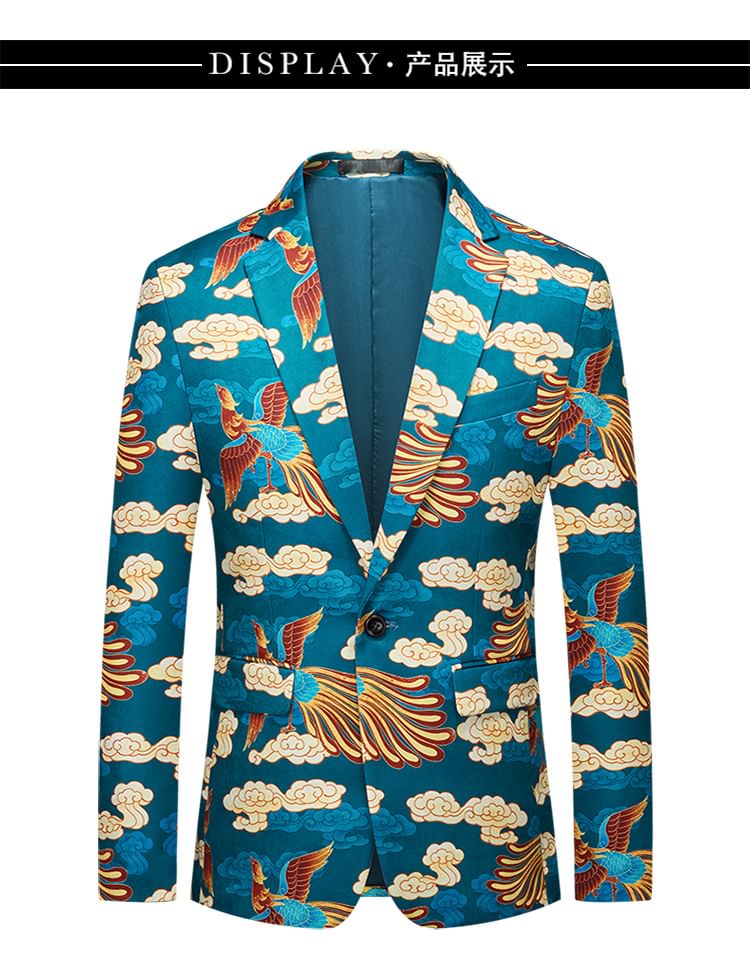 Sheck - Blazer met reverskraag en feniksprint en één knoop