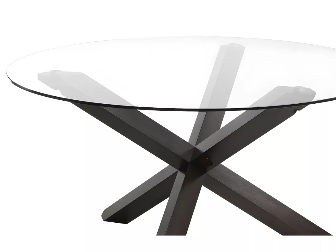 Table à manger CENTAURI - 4 personnes - Bois et verre trempé