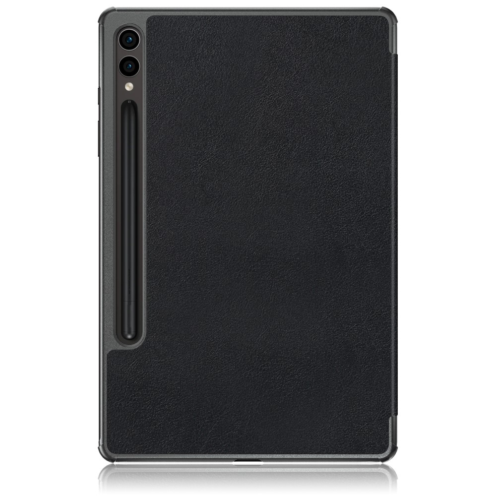 Samsung Galaxy Tab S9  Plus Leder Tasche Smart Cover Hülle Litchi Look   S-Pen Halterung - Schwarz
