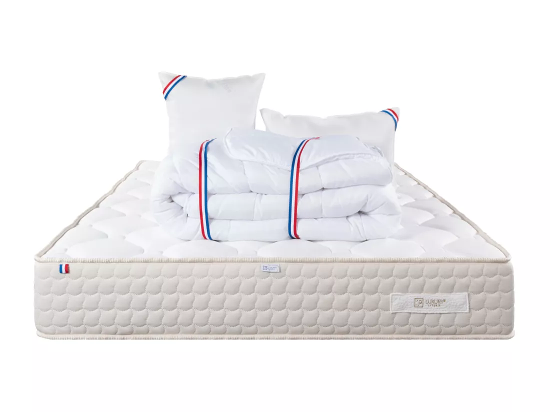 Matelas 160x200 cm, Sublime, 20 cm, mémoire de forme, ferme + 2 oreillers + couette