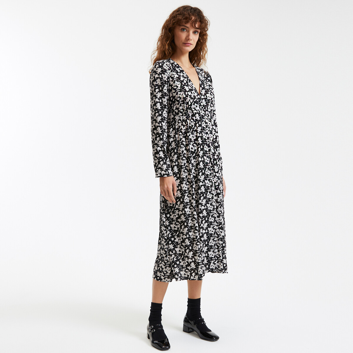 LA REDOUTE COLLECTIONS<br>Vestido reto com estampa gráfica, comprimento midi
