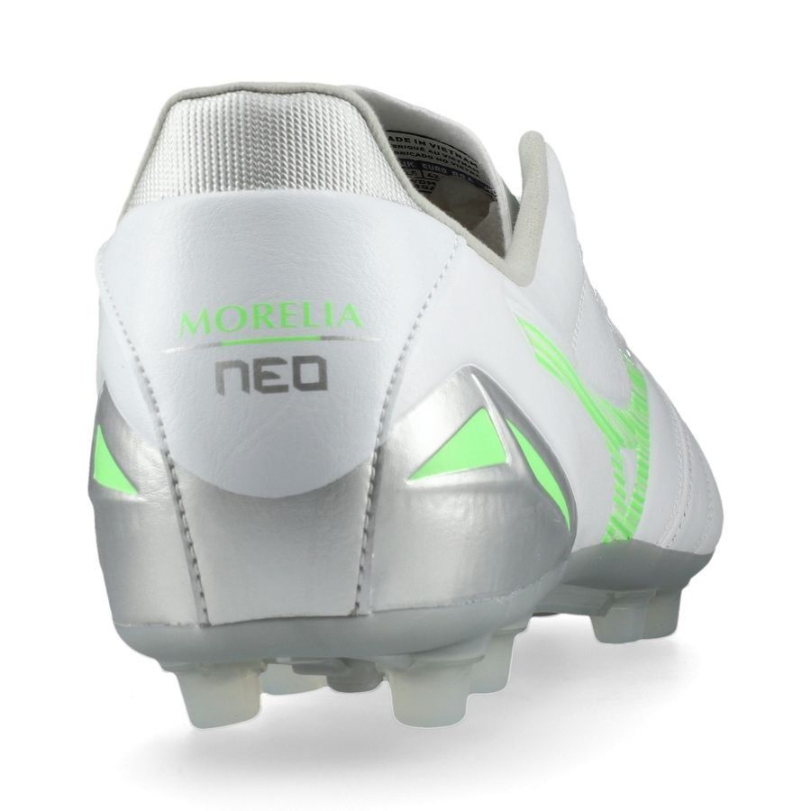 Mizuno Morelia Neo IV Pro AG Frontier - Blanc/Vert Néon/Cool Gray