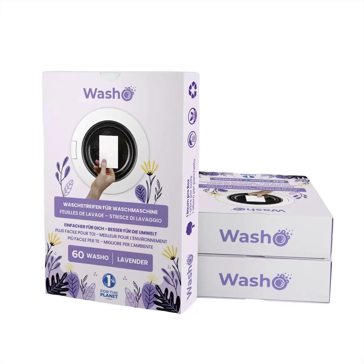 Waschstreifen Lavendel 3er Washo weiss