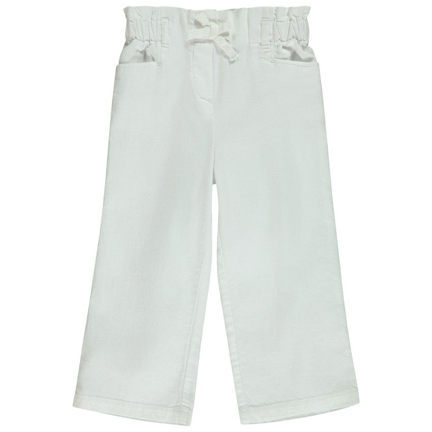 Pantalon palazzo uni pour bébé fille - Blanc