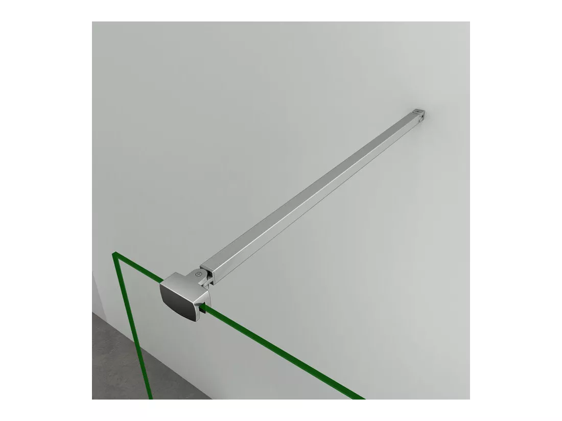 Paroi de douche à l'italienne 80x200cm avec barre de fixation 90cm avec grande pince - Chromé - Verre 8mm trempé transparent