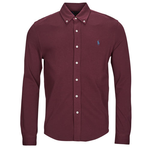 Polo Ralph Lauren - CHEMISE AJUSTEE COL BOUTONNE EN POLO FEATHERWEIGHT Burdeo