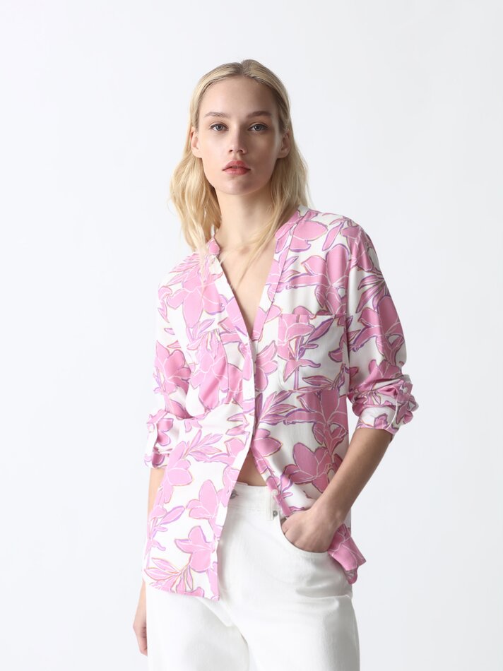 Camisa fluida de padeiro - Tons de rosa