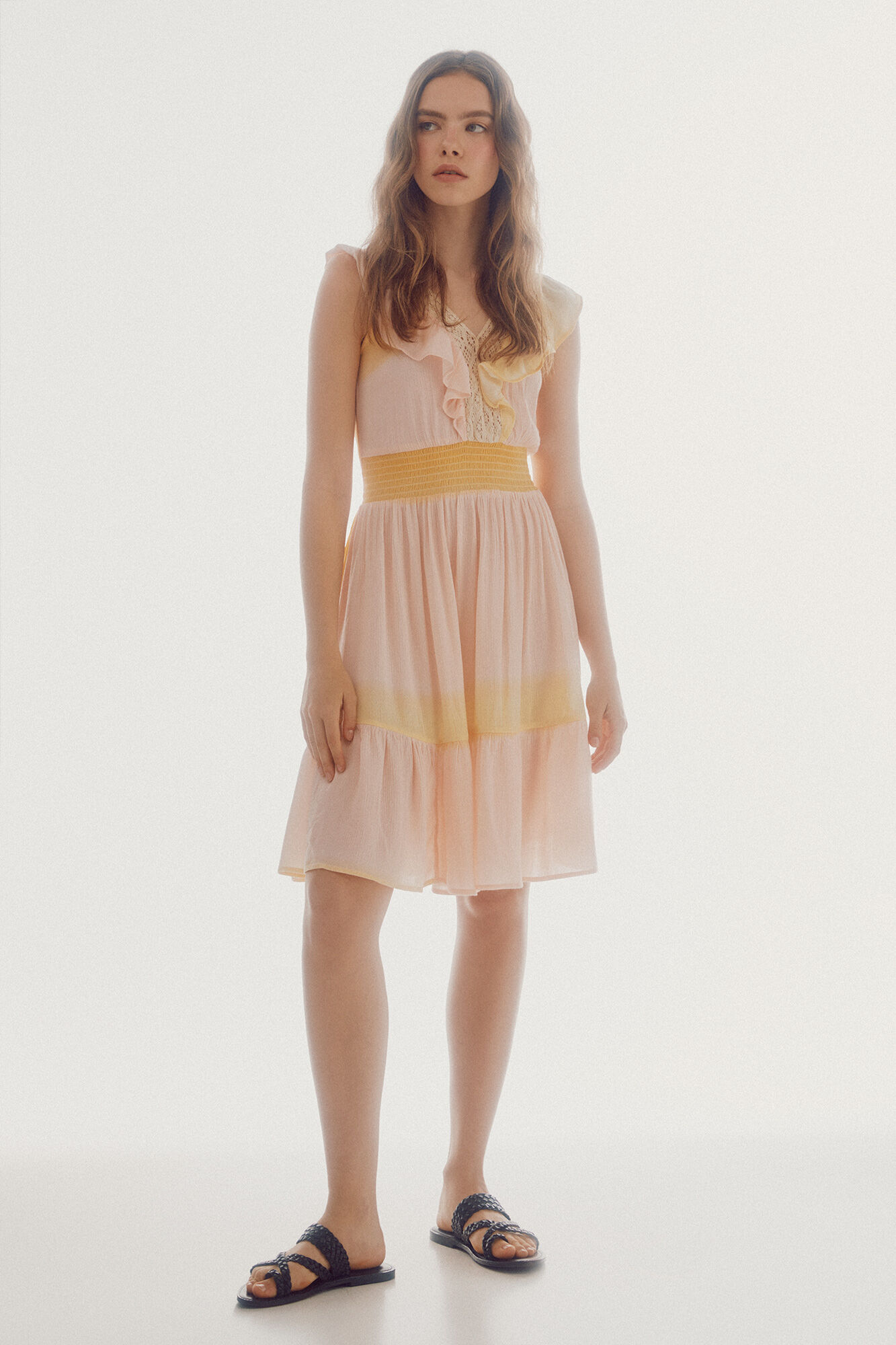 Vestido curto estampado - Estampa amarela