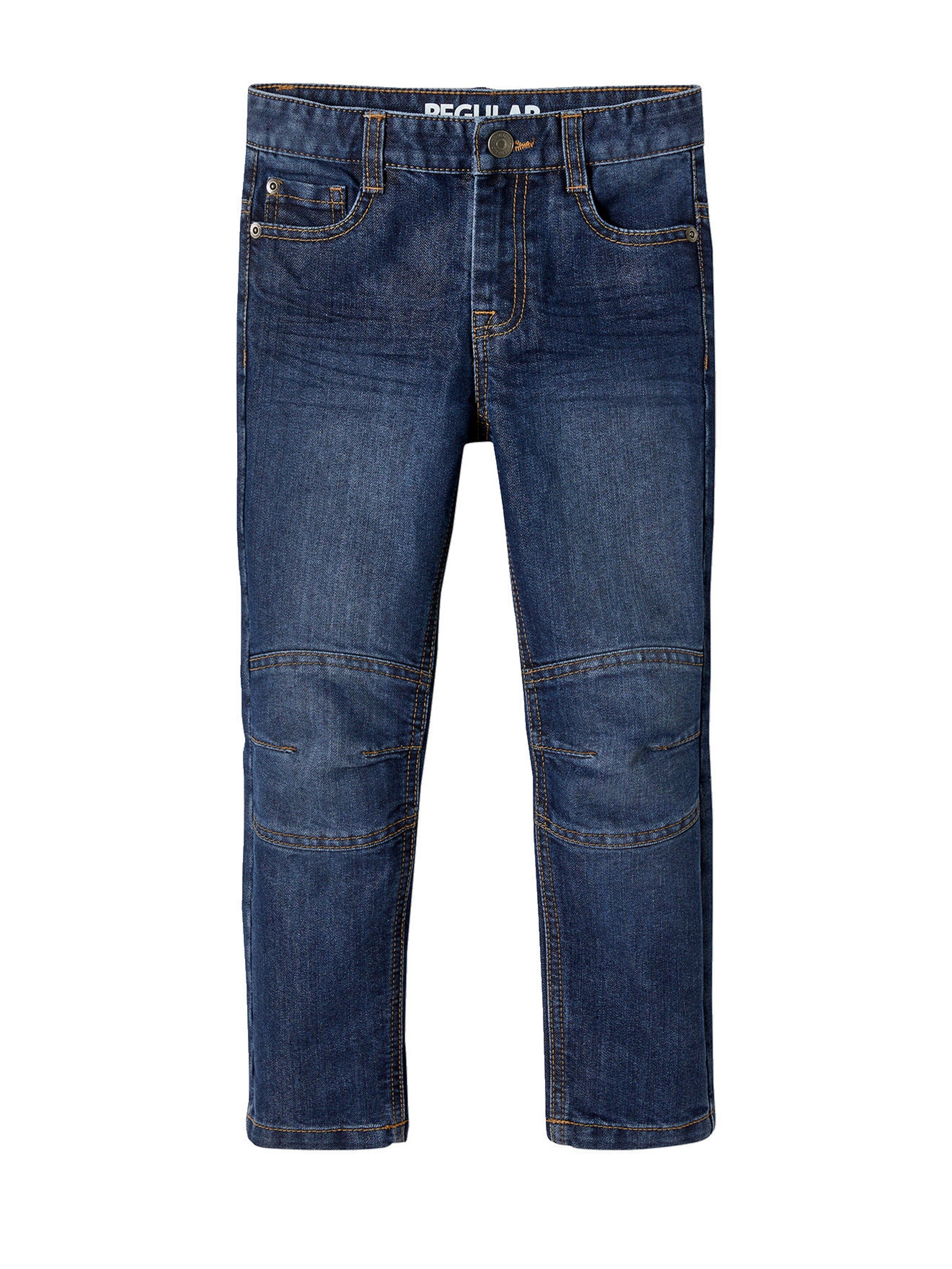 Vertbaudet Die UNVERWÜSTLICHE, robuste Jungen Straight-Jeans WATERLESS, Hüftweite REGULAR, Bundweite verstellbar dark blue