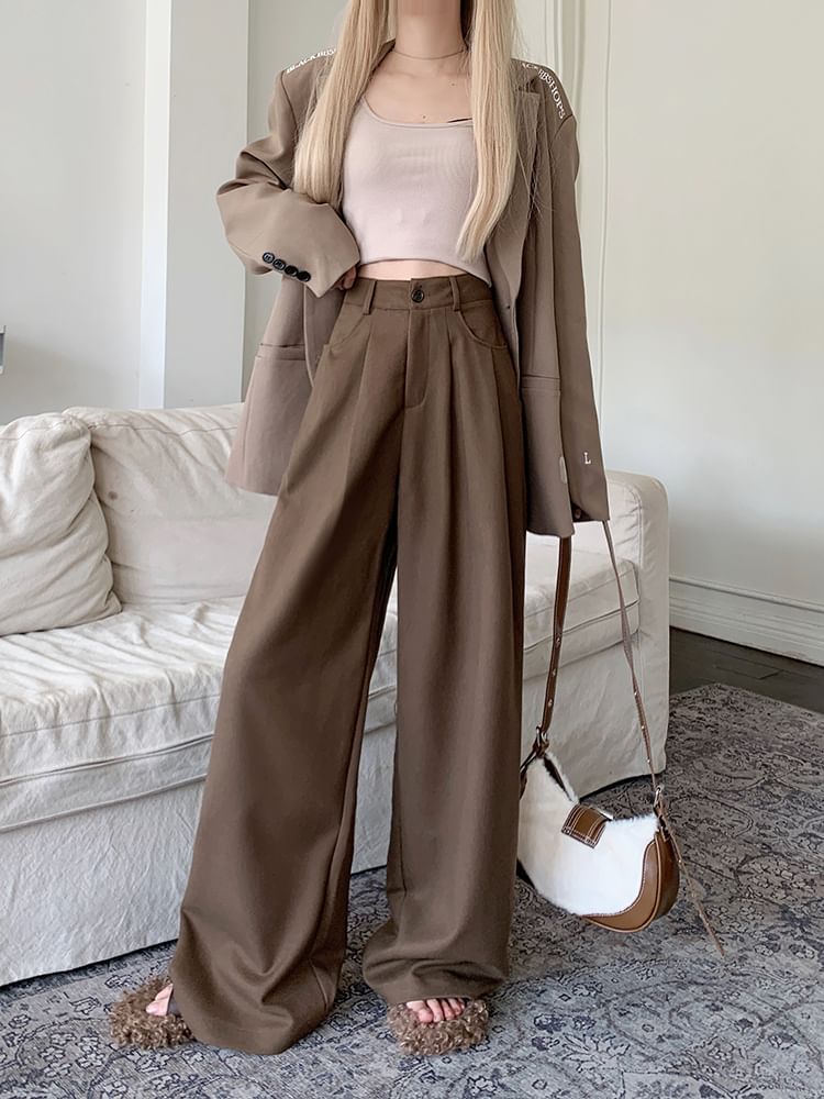 Alfie - Hoge taille effen losse broek