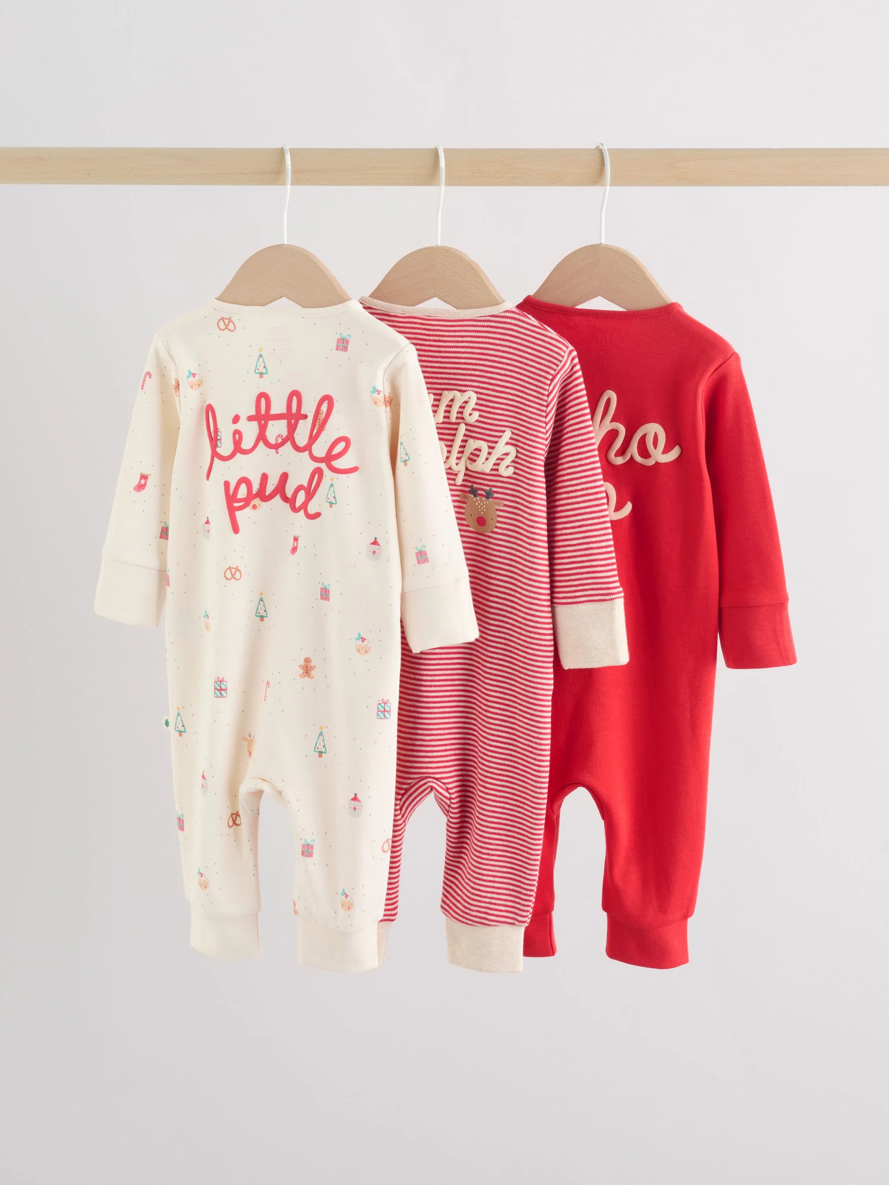 Rood - Kerst babypyjama's 3 stuks (0mnd-3jr)