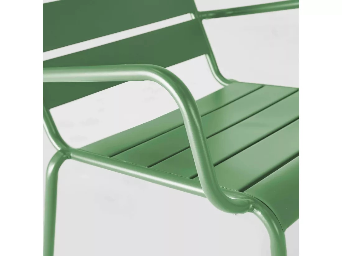 Fauteuil relax et repose pied en métal vert cactus - Palavas