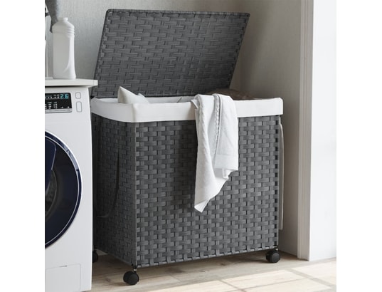 VIDAXL - Panier à linge avec roulettes gris 60x35x60,5 cm résine tres...