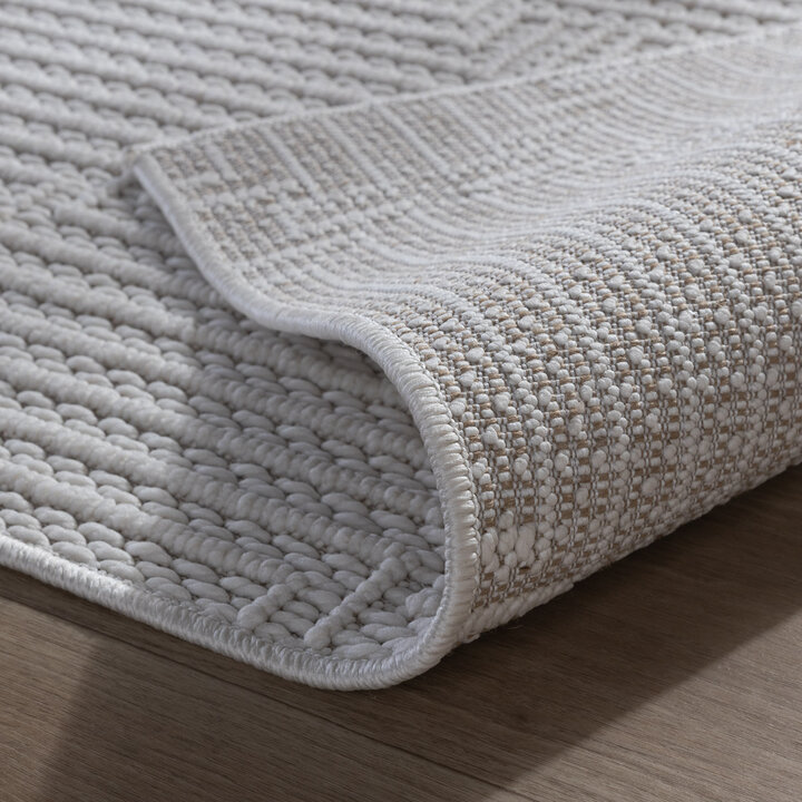 Loper vloerkleed - Hidde 3D Lines Wit | Duurzaam design