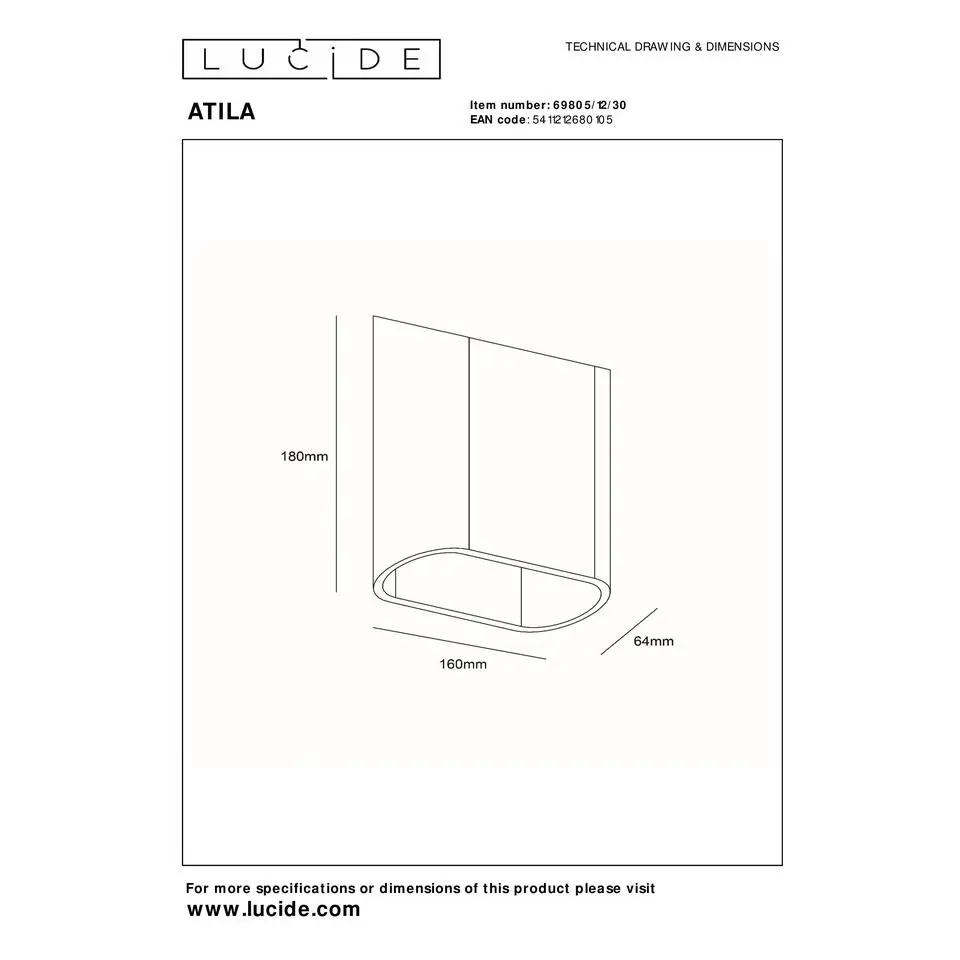 Lucide ATILA Wandlamp - Zwart