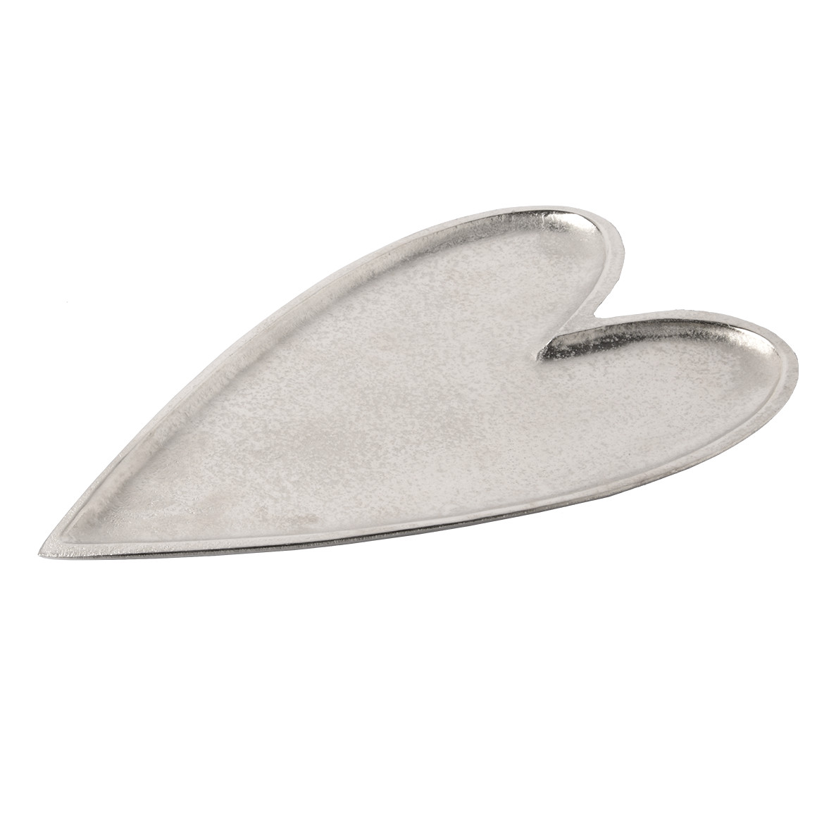 Großes Deko-Tablett in Herz-Form silber