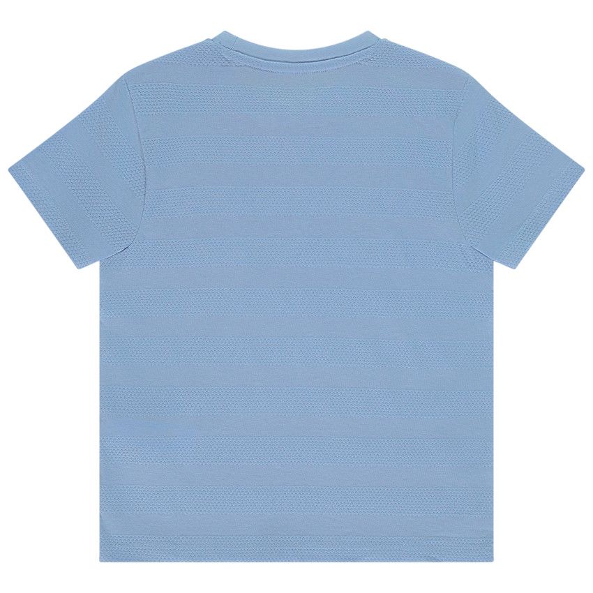 T-shirt manches courtes uni effet bandes texturées pour garçon - Bleu
