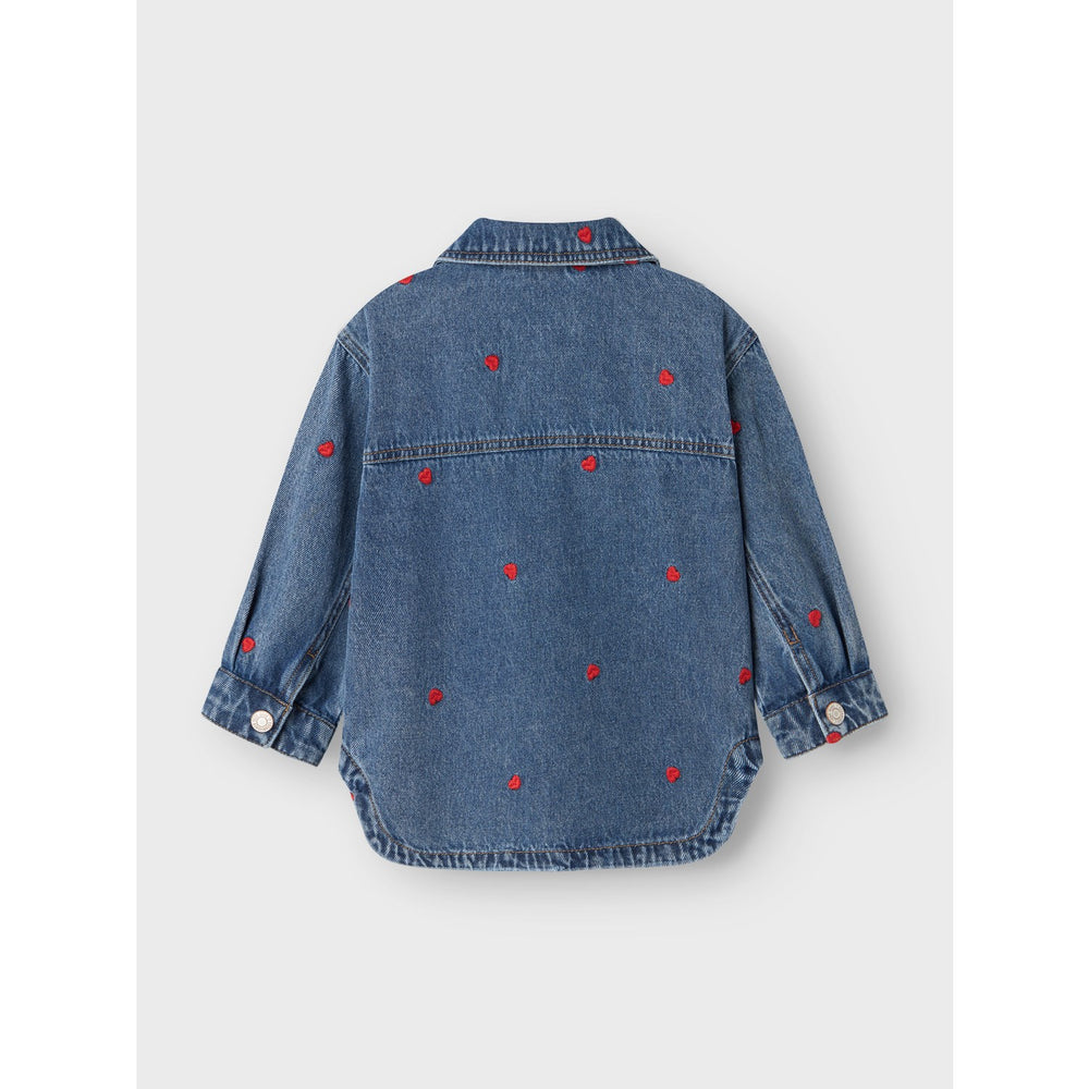 Køb Name It Medium Blue Denim Heart Nina Embroidery Denim Jakke