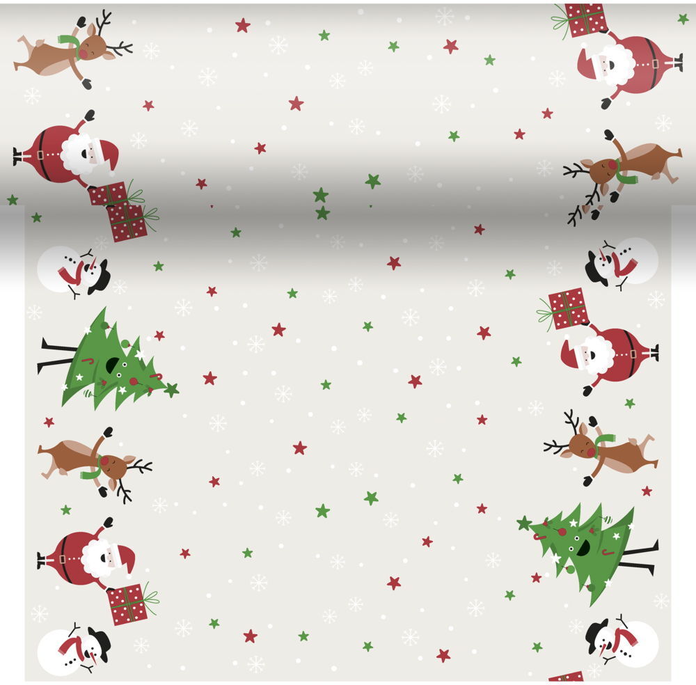 Duni 3-in-1 tafeldecoratie Jolly Friends wit 40 x 480 cm