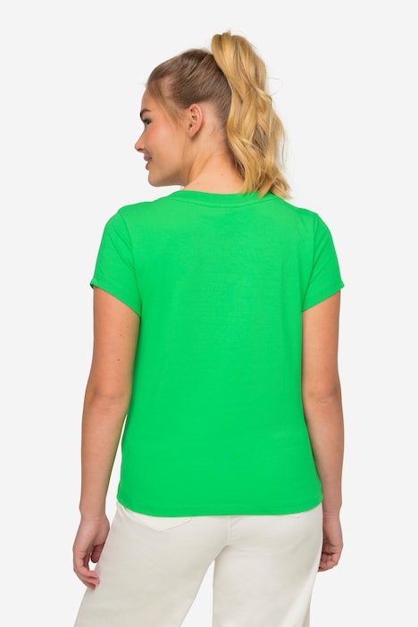 T-Shirt, kleiner Knoten Print, V-Ausschnitt, Halbarm, OEKO-TEX MIG