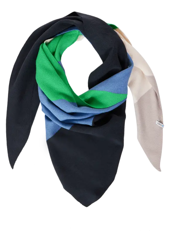 Strick Tuch mit Streifen - universal blue